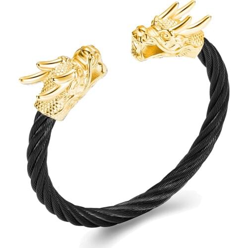 Cremation Bracelet for Ashes for Men Stainless Steel Dragon Head Cable Cuff Urn Bracelet for Ashes Memorial Jewelry