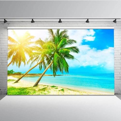 Mehofoto Summer Holiday Backdrops for Photography Blue Sky and Sea Sandy Beach Backgrounds for Photo Studio G-500