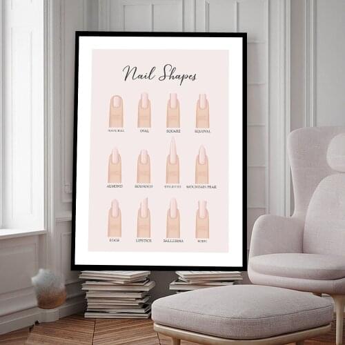 Fashion Nail Shapes Wall Art Canvas Painting Beauty Salon Posters Manicure Pedicure Makeup Nail Prints Pictures Home Decoration
