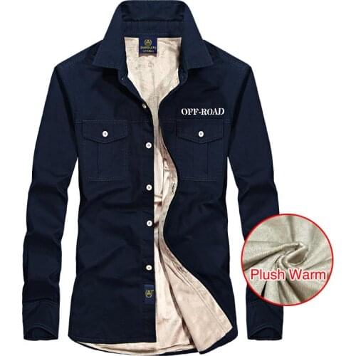 2021Brand Winter Fleece Shirt 100% Cotton Mens Shirt Business Casual Fashion Solid Color Men Shirts Autumn Slim Shirt Men