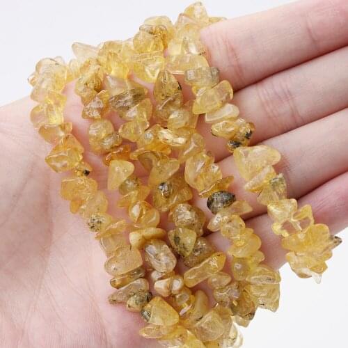 Irregular Yellow Crystal Natural Stone Bead Gravel Beads for Jewelry Making DIY Bracelet Necklace Earrings 15inches/Strand