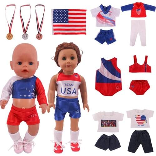 2021 New Pattern Sportswear Suit Fit 18 Inch American 43cm Baby Doll Clothes Accessories,Girls Toys