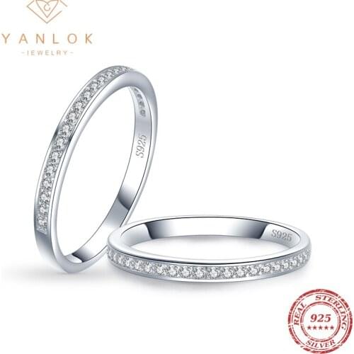 YANLOK 2021 New Simple Classic 100% 925 Sterling Silver Clear CZ Wedding Engagement Finger Rings For Women Fine Female Jewelry