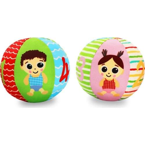 Baby Educational Learning Toys Muticolor Soft Ball Toy Plush Cloth Ball Ring Bell Hand Grasp Development Infant Educational Toy