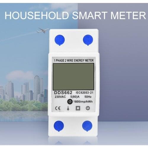 80A Din Rail Single Phase Two Wire LCD Digital Display Power Consumption Energy Electric Meter KWh AC 220V 230V 50Hz/60Hz