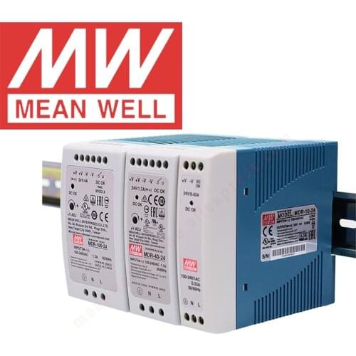 Original Mean Well MDR-10 20 40 60 100 series DC 5V 12V 15V 24V 48V meanwell Single Output Industrial DIN Rail Power Supply