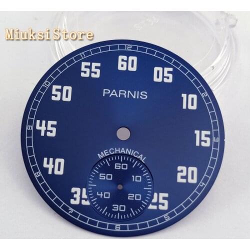 Parnis 38.9mm blue watch dial luminous dial fit for ETA 6498 ,seagull 3620 series movement