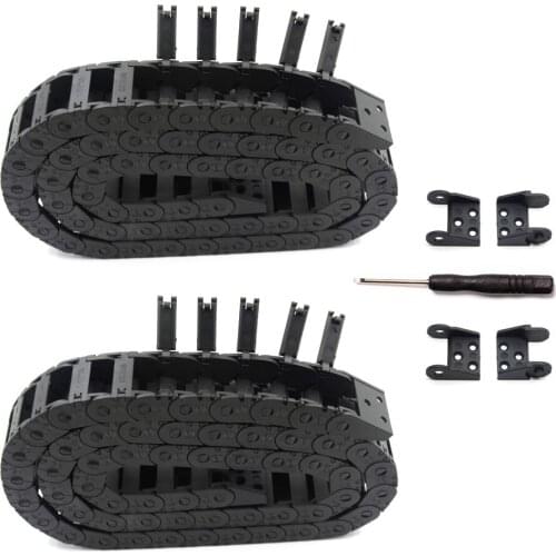 2PCS 10x20mm Length 1Meter Black Plastic Open Type Cable Wire Carrier Drag Chain Towline R18 for for 3D Printer and CNC Machines