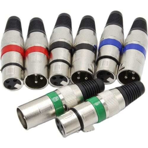 XLR Connector 3Pin Microphone MIC XLR Male Plug XLR Female Jack Adapter For 6.5mm Cable 10pcs/Lot