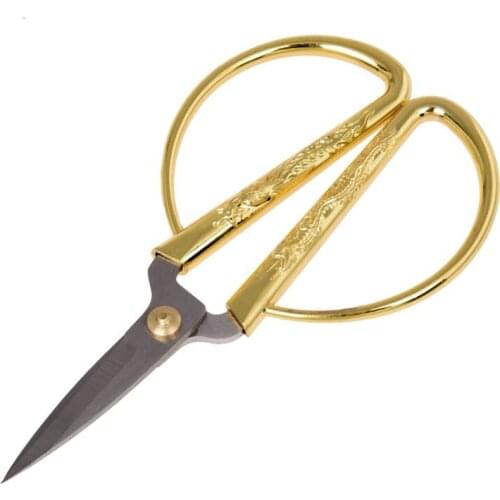 Carved Gold Tone Dragon Metal Handle Bonsai Scissors