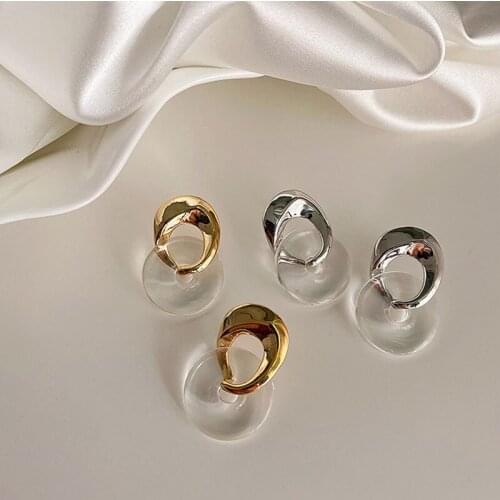 TARCLIY Trendy Geometric Irregular Metal Transparent Acrylic Stud Earring Simple Temperament Creative Women Jewelry Accessories