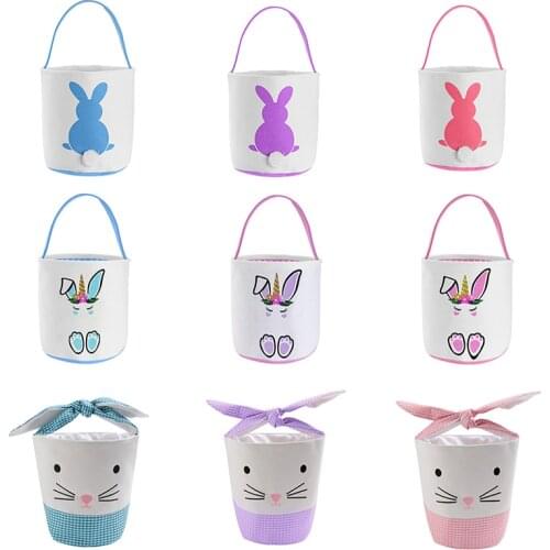 Cute 32 Styles Easter Bunny Eggs Tote Bag Rabbit Basket Creative Home Supplier Easter Bucket For Kids Festival Gift Party