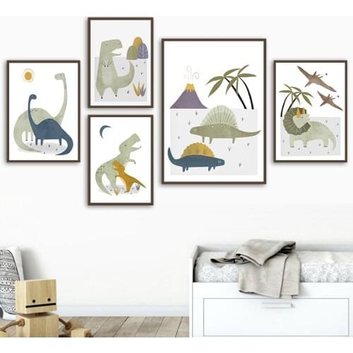 Tyrannosaurus Stegosaurus Dinosaur Animal Wall Art Canvas Painting Nordic Posters And Prints Wall Pictures Baby Kids Room Decor