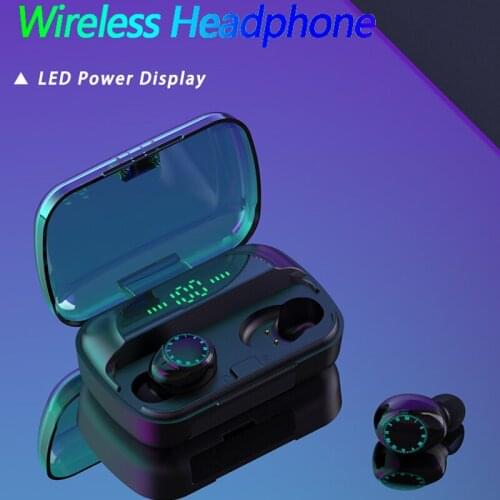 TWSF9 5.0 Wireless Headphones Stereo Sport Headsets Bluetooth Earphones Touch Mini Earbuds with 2000mAh Charging Case Power Bank