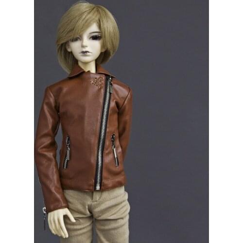 [wamami] 770#Brown Synthetic Leather Rivet Jacket Coat SD17 DZ70 70cm BJD Dollfie