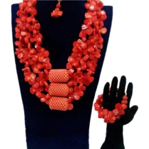 4ujewelry Edo Bridal Jewelry Sets Water Drop African Coral beads Set Big Balls Fashion Jewellery Set for Girls Free Shipping New