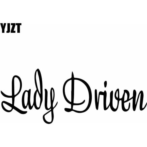 YJZT 12.5CM*4.8CM Lady Driven Drive Stick Decal Vinyl Funny Car Sticker Black/Silver C10-01839