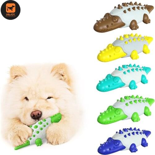 H&JOY Dog Chew Toys Crocodile Molar Toothbrush Food Leakage Dispenser Feeder For Dogs Teeth Clean Puppy Training Pet Accessories