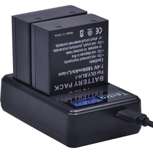 2x1800mAh BLH-1 BLH1 BLH 1 Li-ion Battery+LCD Dual Charger for Olympus E-M1 Mark II EM1-2 EM1Mark Camera