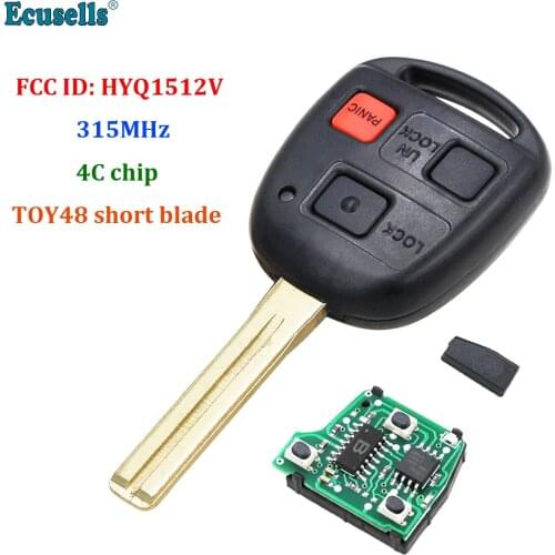 3 Button Remote Key 315MHz 4C Chip for Lexus GX470 LX470 FCC ID: HYQ1512V TOY48