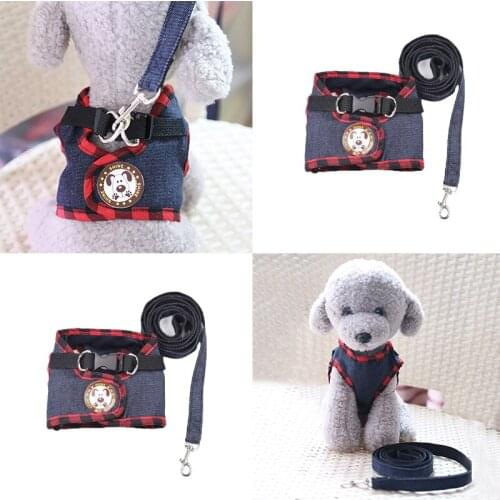 Pet Accessories Dog Breast Strap Traction Rope Cat Spring Summer Autumn Winter Rope Small And Medium-Sized Dog Red Plaid Cowboy