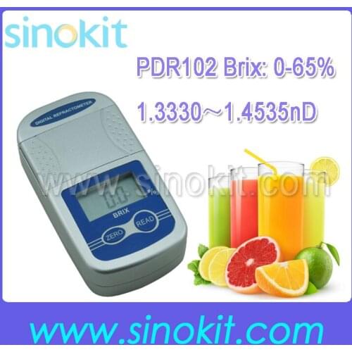 Free Shipping Newest Brix 0-65% and 1.3330-1.4535nD Digital Refractometer - PDR102