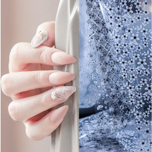 Black/white lace Flower Nail Leaf Stickers Varnish Mix Transfer Foil Nails Decal Cursors For Nail Art Manicure Designs