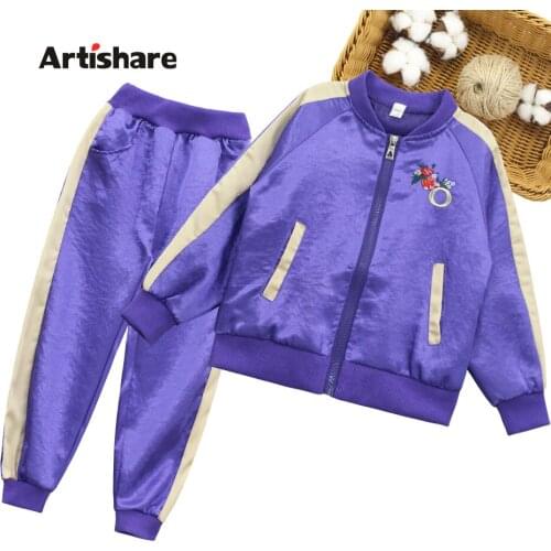 Teen Girls Clothing Embroidery Childrens Clothes For Girls Jacket + Pants Outfits For Girls Casual Style Tracksuit Kids