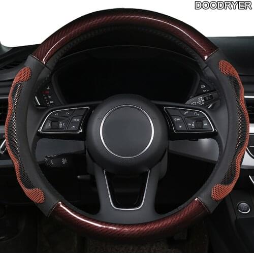 DOODRYER Carbon Fiber Leather Car Steering Wheel Cover For Nissans Qashqai Xtrail t32 Juke Note Tiida Almera Rogue Almera