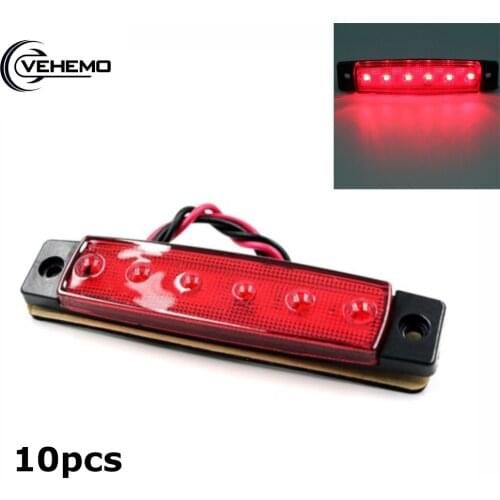 10pcs DC12V 6 LED Red Light Truck Lights Truck Side Lights Indicator Lights Marker Lamp For Truck Bus SUV Car Accessories
