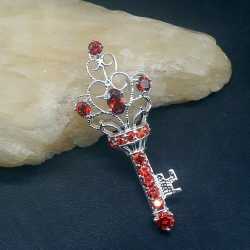 Gemstonefactory Jewelry Big Promotion 925 Silver Key Design Red Garnet Hot Women Ladies Mom Gifts Necklace Pendant 20213815