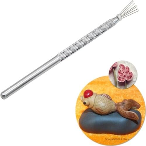 Pottery tools 7-pin stainless steel texture brush DIY sculpture clay sculpture sculpture carving tool polymer clay tool