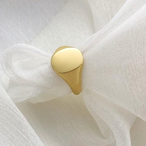Round Top Signet Ring Womens Stainless Steel Metal Pinky Rings Minimalist Everyday Jewelry