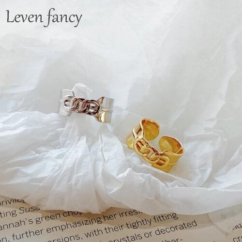 925 Sterling Silver Chain Rings Link Twisted Geometric Rings for Women Open Ring Adjustable Statement Ring Wedding Party Jewelry