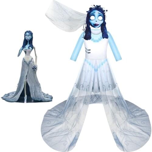 Toddler Girls Ghost Bride Costume Skull Skeleton Child Kids Halloween Party Carnival Costume