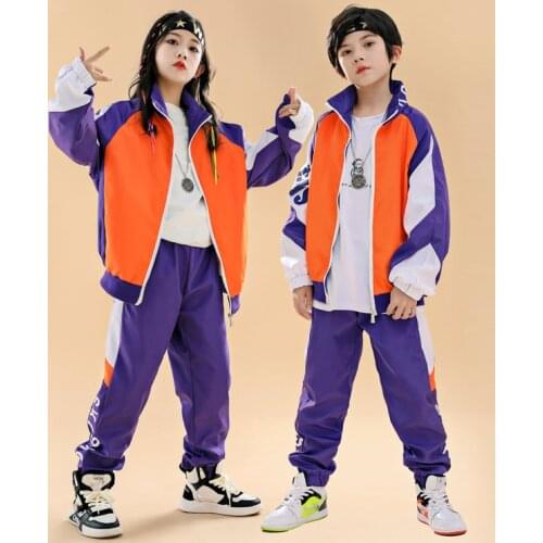 Jazz Performance Costumes For Kids Long Sleeved Jacket Hiphop Pants Ballroom Hip Hop Dance Clothing Stage Rave Clothes DQS7773