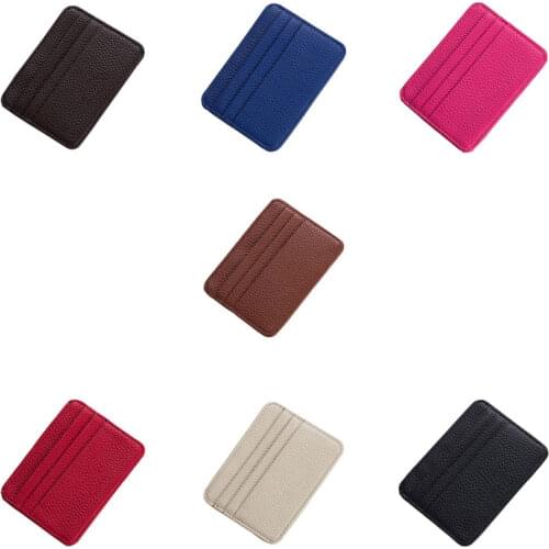Leather Card Case Men Thin Card Wallet ID Credit Cards Holder Organizer Minimalist Wallet