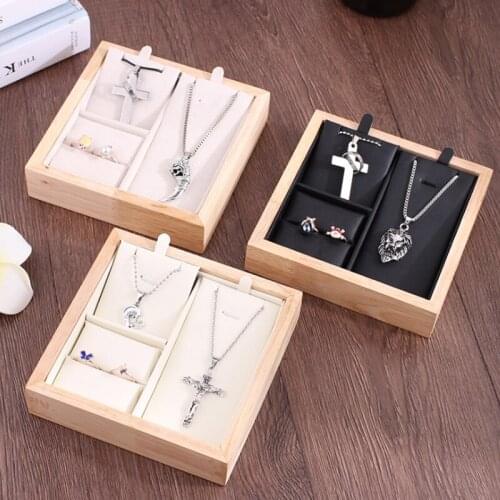 Hot Sale High-end wood/pu/Velvet Ring Pendant Necklace Jewelry Display Stand Shelf Showcase Pendant Organizer Holder Rack Stock