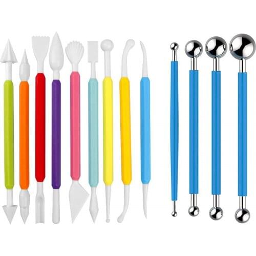 13pcs/pack Cake Decoration Modeling Tools Set Double Ended Fondant Gumpaste Rolling DIY Kit for Shaping Sculpting Carving