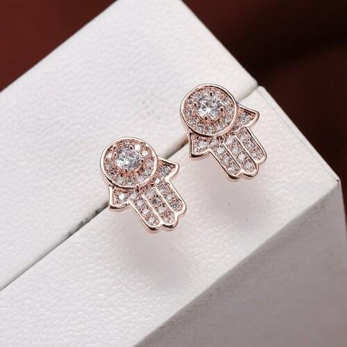 DE264 Fashion Street Snap Delicacy 4A Zircon Cool Palm Earrings GIRLS Gift Party Banquet WOMENS Jewelry Earrings 2021