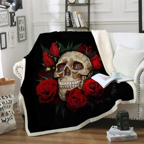 3D Rose Skull blanket Plush Throw Blankets for Kid Adult Thin Quilt