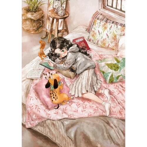 Cute Girls and pets For Embroidery Cartoon Needlework Crafts 14CT Unprinted Cross Stitch Kits Arts DIY Quality Handmade Decor