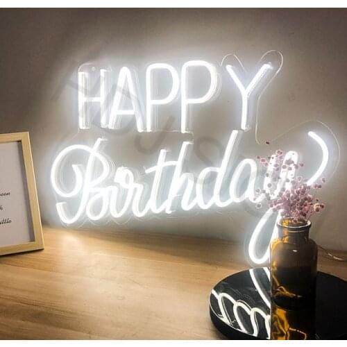 Happy Birthday Custom Led Neon Sign Light Letters Board Background Decor for Birthday Party cafe restaurant neon light