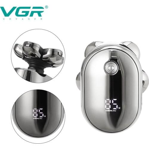 VGR New Mini Six-Blade Razor Electric Shaver For Beard Trimming Waterproof Razor Smart Digital Display Portable Hair Clipper