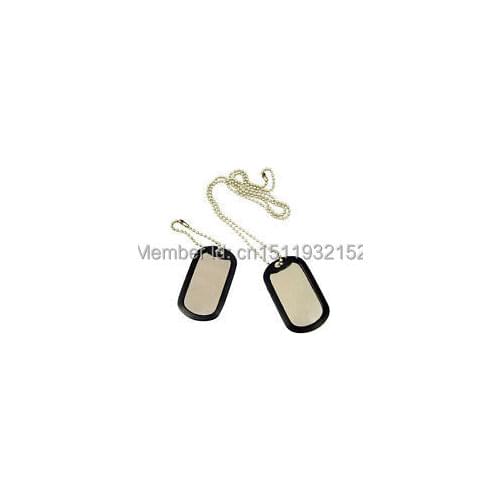 New fashion low price Shinny Military Dog Tags Rolled edge Black silencer cheap custom blank dog tag and silencer chains