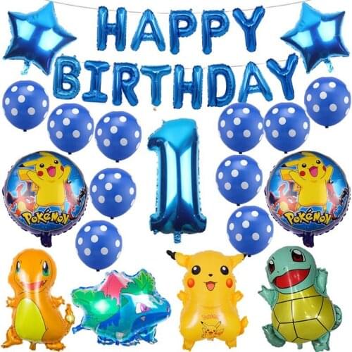 2021 New Pokemon Theme Decoration Balloon Set Children Birthday Party Pikachu Aluminum Film Balloon Combination Party Supplies