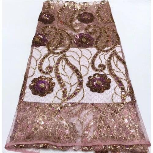 The Latest French Nigeria Sequined Lace Fabric 2021 High-quality Lace Tulle African Lace Fabric Wedding Dress J36561