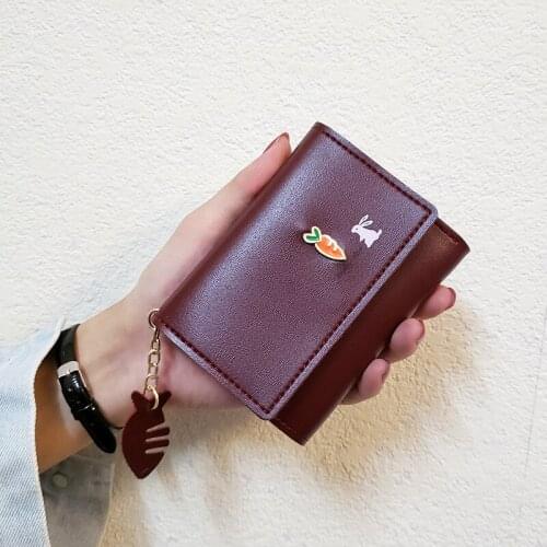 2020 new PU Leather Womens wallets Lovely Rabbit & Carrot Women purses Short Thin Small wallet Korean Fahsion womens billfolds