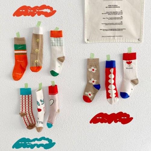 MILANCEL 2021 Autumn New Baby Socks Cartoon Print Boys Sock 3 Pairs a Lot Girls Sock