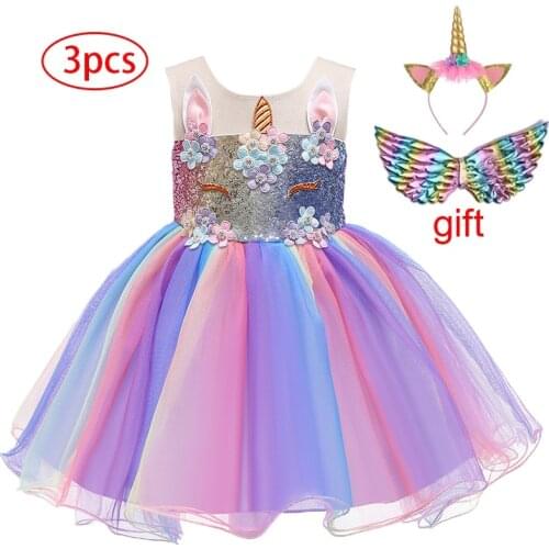 3-10 Age Girls Unicorn Sequined Short Skirt Rainbow Skirt Dress Skirt Carnival Costume Party Dress Skirt Baby Princess Dresses